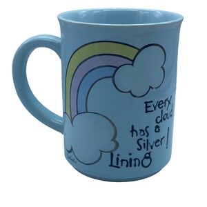 Vtg‎ Message Mugs George Good Every Cloud Has A Silver Lining Rainbow Blue Mug